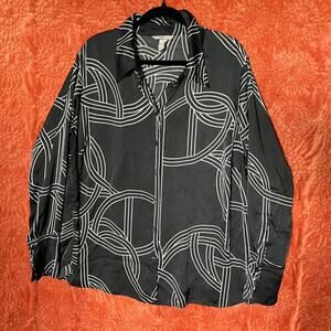 H&M black satin button up XL
